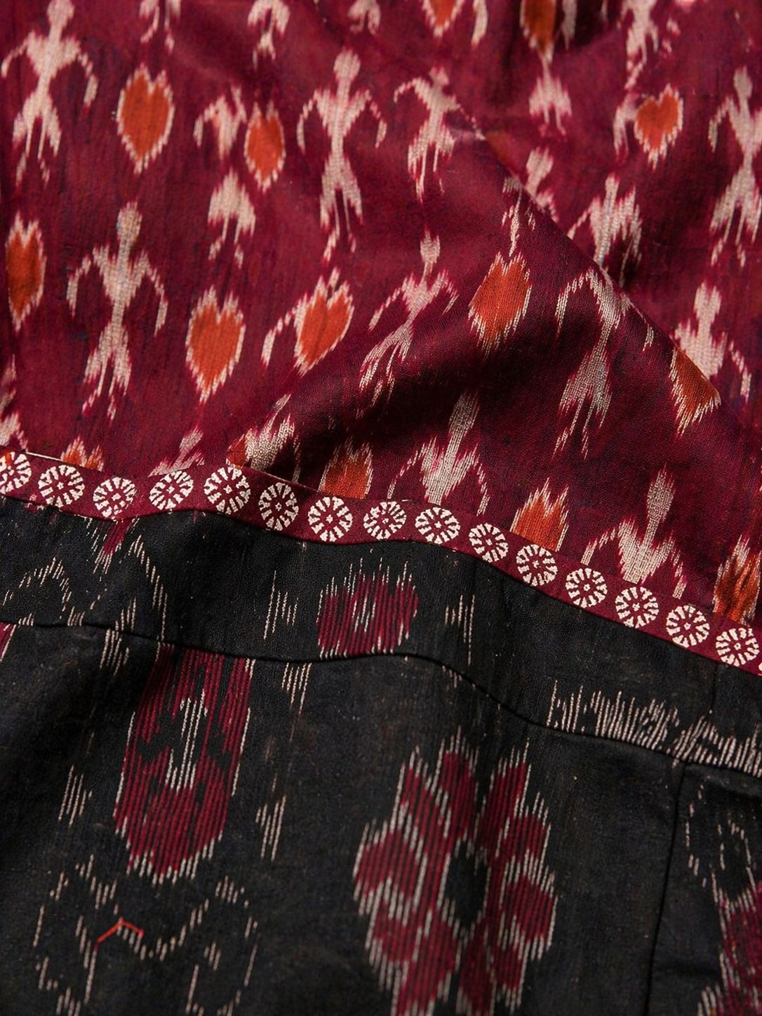 Black & Maroon Ikat-Inspired Tribal Flaired Kurti