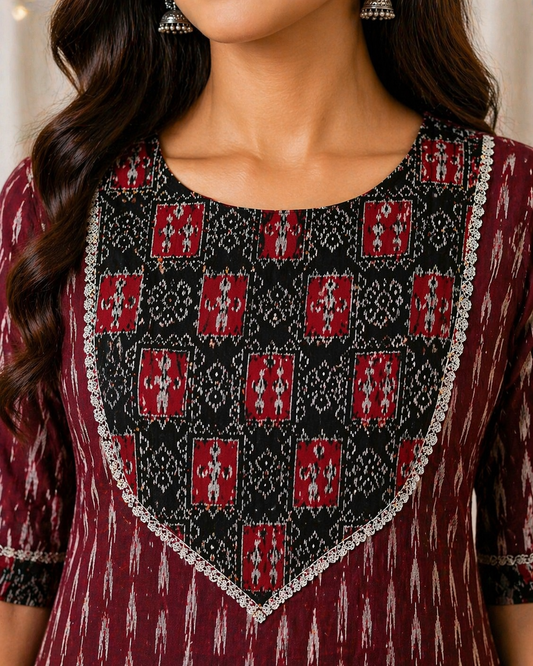 Neelima Ethnic Flared Kurti (maroon)