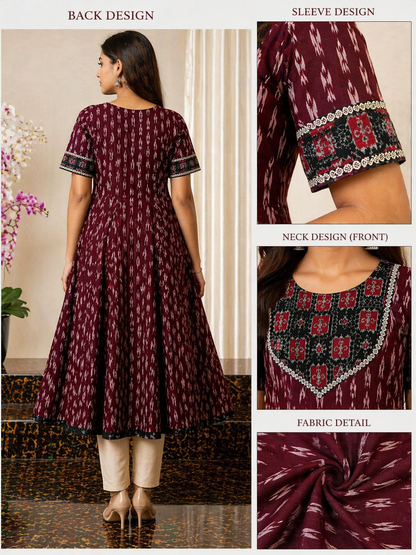 Neelima Ethnic Flared Kurti (maroon)