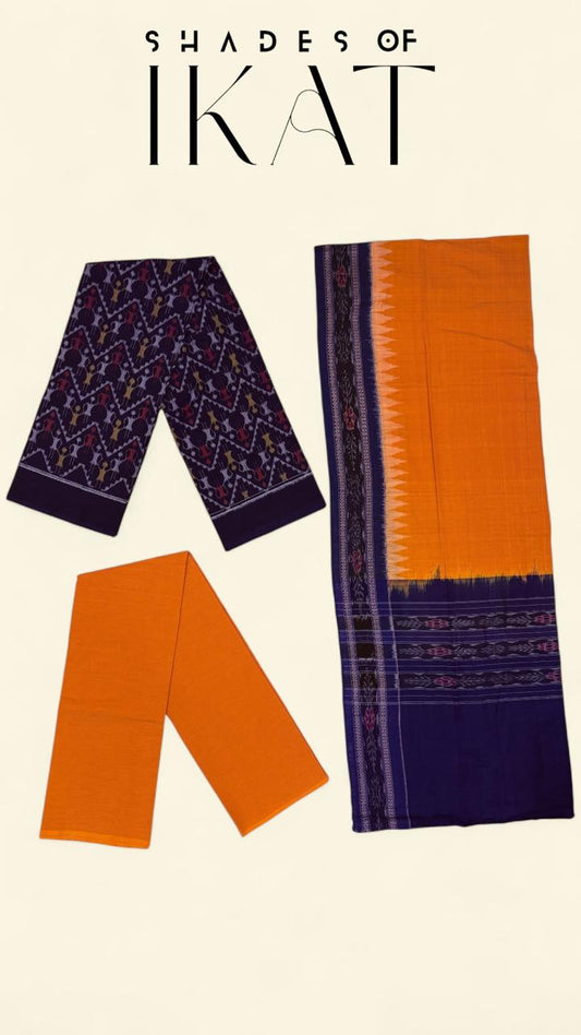 Tribal Dance Motif - Classic Sambalpuri Hand Woven Cotton IKAT