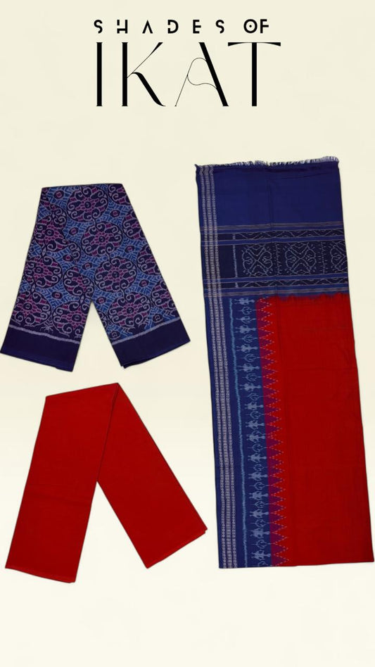 Floral Medallion Motifs - Royal Sambalpuri Hand Woven Cotton IKAT