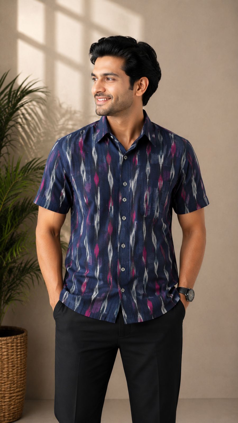 Sambalpuri Half Shirt (Navy Blue)