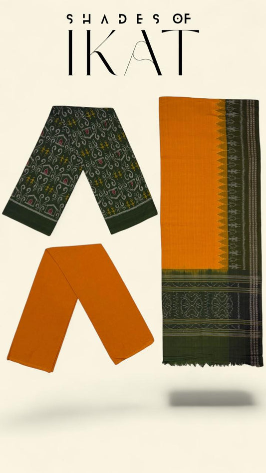 Checked Tribal Floral Motifs- Classic Sambalpuri Hand Woven Cotton IKAT