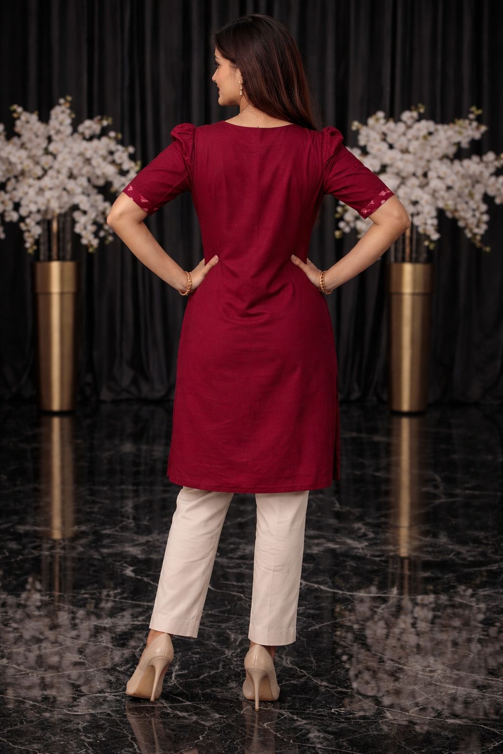 Elegant Maroon Ikat Kurti (maroon)