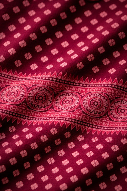 Elegant Maroon Ikat Kurti (maroon)