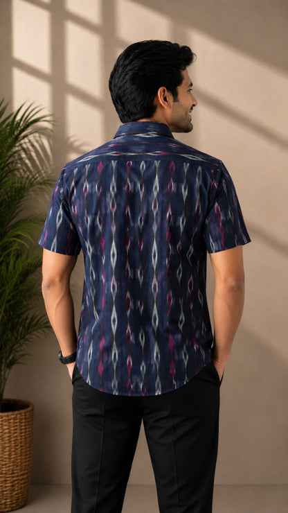 Sambalpuri Half Shirt (Navy Blue)