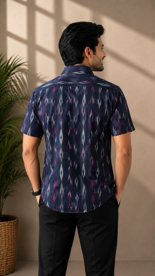 Sambalpuri Half Shirt (Navy Blue)
