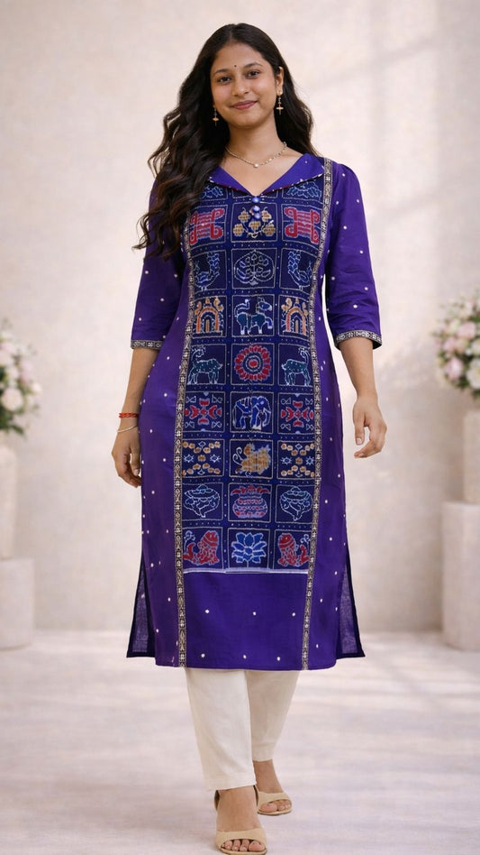 Nabakothi Neelam Royale Ikat Kurti (purple)